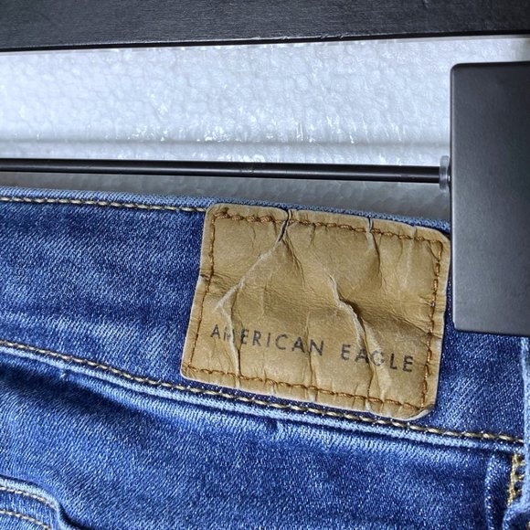 American Eagle Womens Size 0 Ripped Distressed Jeggings Jeans Stretchy Dark Wash - Picture 7 of 11